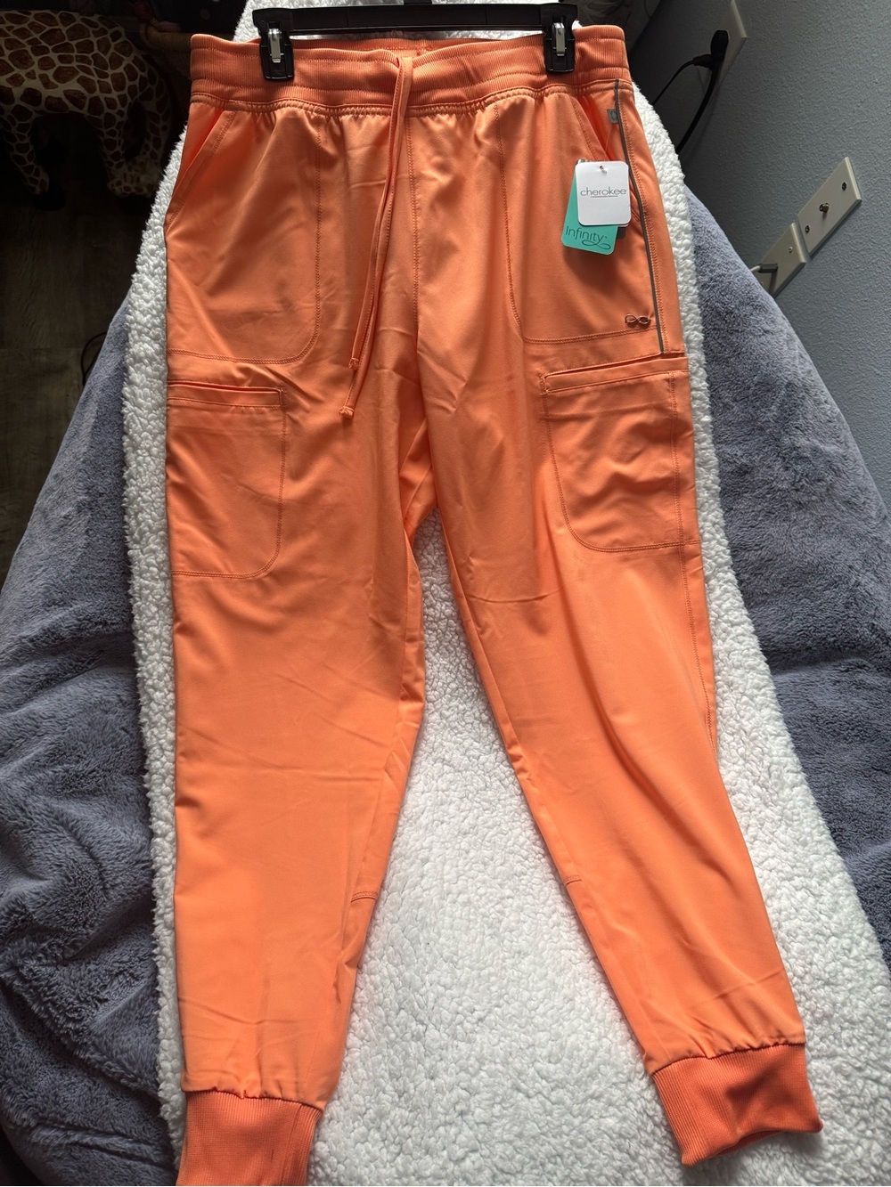 Cherokee Coral Orange Cargo Joggers with Reflective Trim